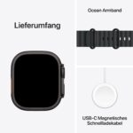 Apple Watch Ultra 3 49 mm GPS + Cellular, Titangehäuse Schwarz, Ocean Armband Schwarz – Bild 6