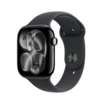 Apple Watch Series 11 46 mm GPS, Aluminium Diamantschwarz, Sportarmband Schwarz M/L, Fitness- und Schlaftracking