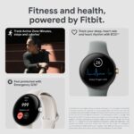 Google Pixel Watch LTE, Edelstahl Polished Silver, Chalk Sportarmband, Aktivitäts- und Herzfrequenz-Tracking – Bild 2