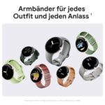 Google Pixel Watch LTE, Edelstahl Polished Silver, Chalk Sportarmband, Aktivitäts- und Herzfrequenz-Tracking – Bild 6