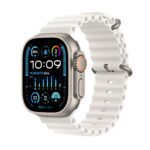 Apple Watch Ultra 2 49 mm GPS + Cellular, Titangehäuse, Ocean Armband Weiß, Generalüberholt