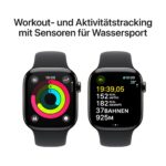 Apple Watch Series 10 42 mm GPS + Cellular, Titangehäuse Schiefer, Sportarmband Schwarz M/L, EKG - Image 4
