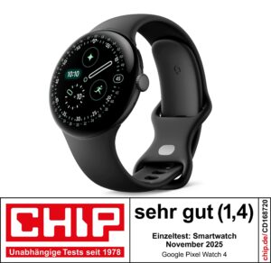 Google Pixel Watch 4 45 mm WLAN, Matte Black, Obsidian Sportarmband, Gemini sowie Fitness- und Gesundheits-Tracking – Bild 2