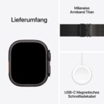 Apple Watch Ultra 3 49 mm GPS + Cellular, Titangehäuse Schwarz, Milanaise Armband Schwarz, Large – Bild 6
