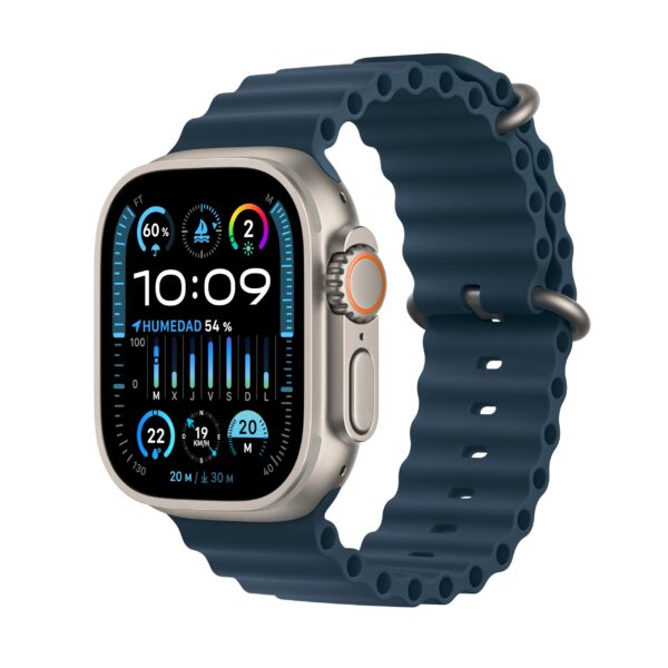 Apple Watch Ultra 2 49 mm GPS + Cellular, Titangehäuse, Ocean Armband Blau, Generalüberholt