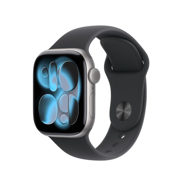 Apple Watch Series 11 42 mm GPS, Aluminium Space Grau, Sportarmband Schwarz S/M, Fitness- und Schlaftracking